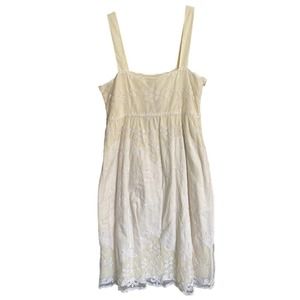 NWT Viola Womens Floral Embroidered Slip Dress Square Neck Size 4 Cream
